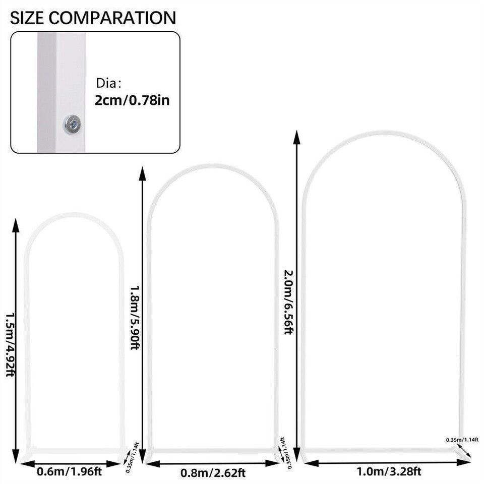 Fin Set Of 3 Wedding Arch Balloon Frame Metal Arch Backdrop Stand Birthday Party