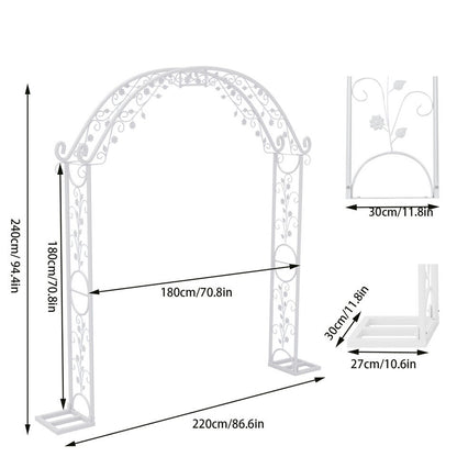 Fin Xl Decorative Double Rails Iron Arbor Garden Archway Trellis Metal Wedding Arch