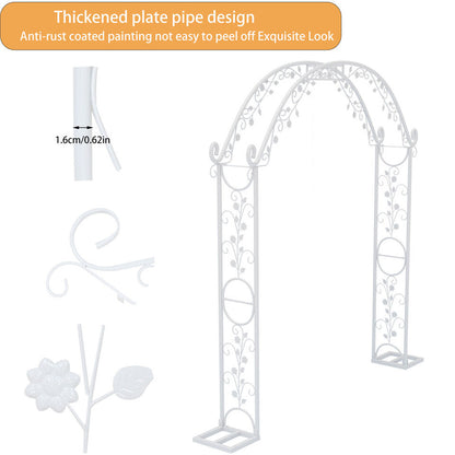 Fin Xl Decorative Double Rails Iron Arbor Garden Archway Trellis Metal Wedding Arch