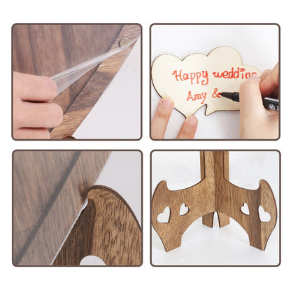 Wedding Guest Book Alternative with Stand+Storage Box+88PCS Wooden Hearts+Pens