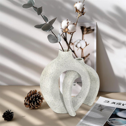 Set of 2 Nordic Boho Hollow Snuggle Vases Resin Flower Vases Living Room Decor
