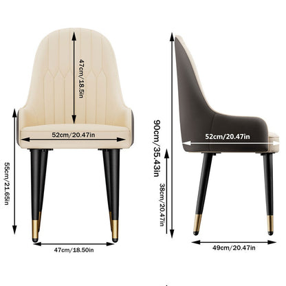 High-End Dining Chairs Set of 2 Faux Leather Upholstered Kitchen Chairs Two-Tone Design, Creamy white & grey