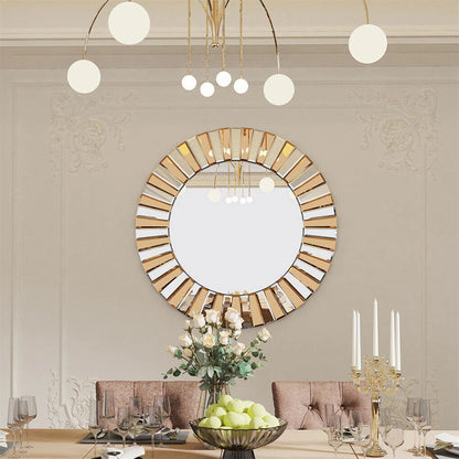 Radiant Sunburst Mirror: Elegant Wall Mounted Decor for Your Living Space