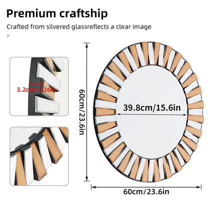 Radiant Sunburst Mirror: Elegant Wall Mounted Decor for Your Living Space