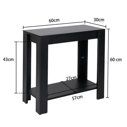 Rustic 2Tiers Side Table Open Accent Table Bedside Storage Slim Coffee End Table
