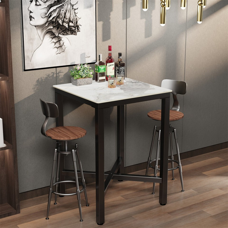 Tall Square Sintered Stone Bar Table