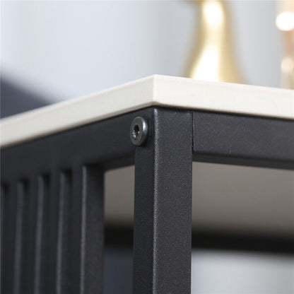 Luxury square side table marble stone-Black frame