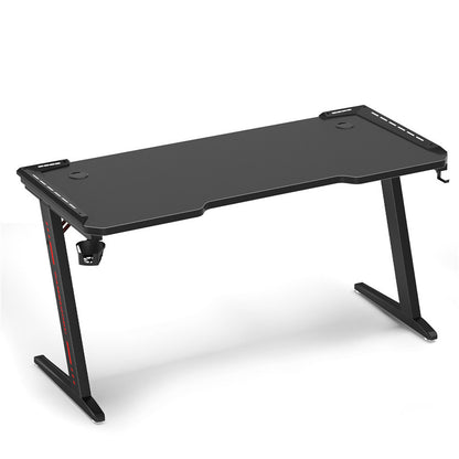 Z-Shaped Computer Gaming Desk with RGB LED Lights Home Office Table X-Large 140cm