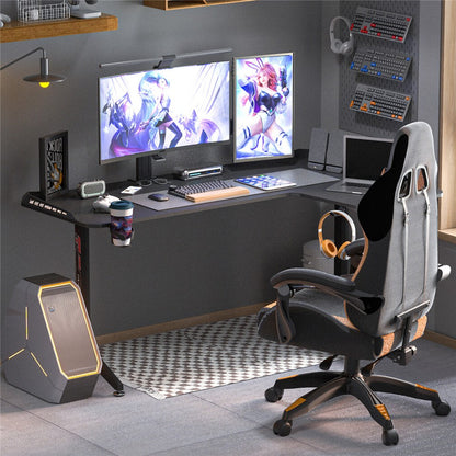 Multi-Style Pro Gaming Desk RGB LED L-Shaped PC Computer Studio Gamer Table Carbon Fibre