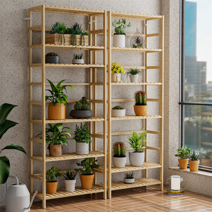 Fin Super Large Wooden Storage Unit 6 Adjustable Shelves Home Kitchen Organization