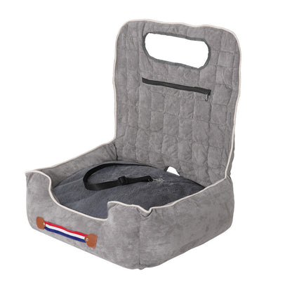 Large Cozy Dog Car Booster Double-Side Cushion Pet Travel Bed with Adjustable Strap