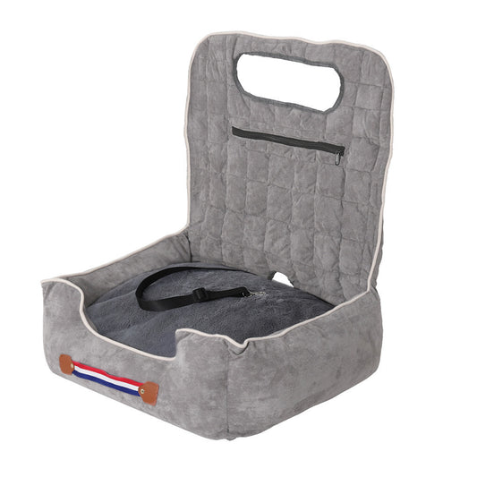 Large Cozy Dog Car Booster Double-Side Cushion Pet Travel Bed with Adjustable Strap