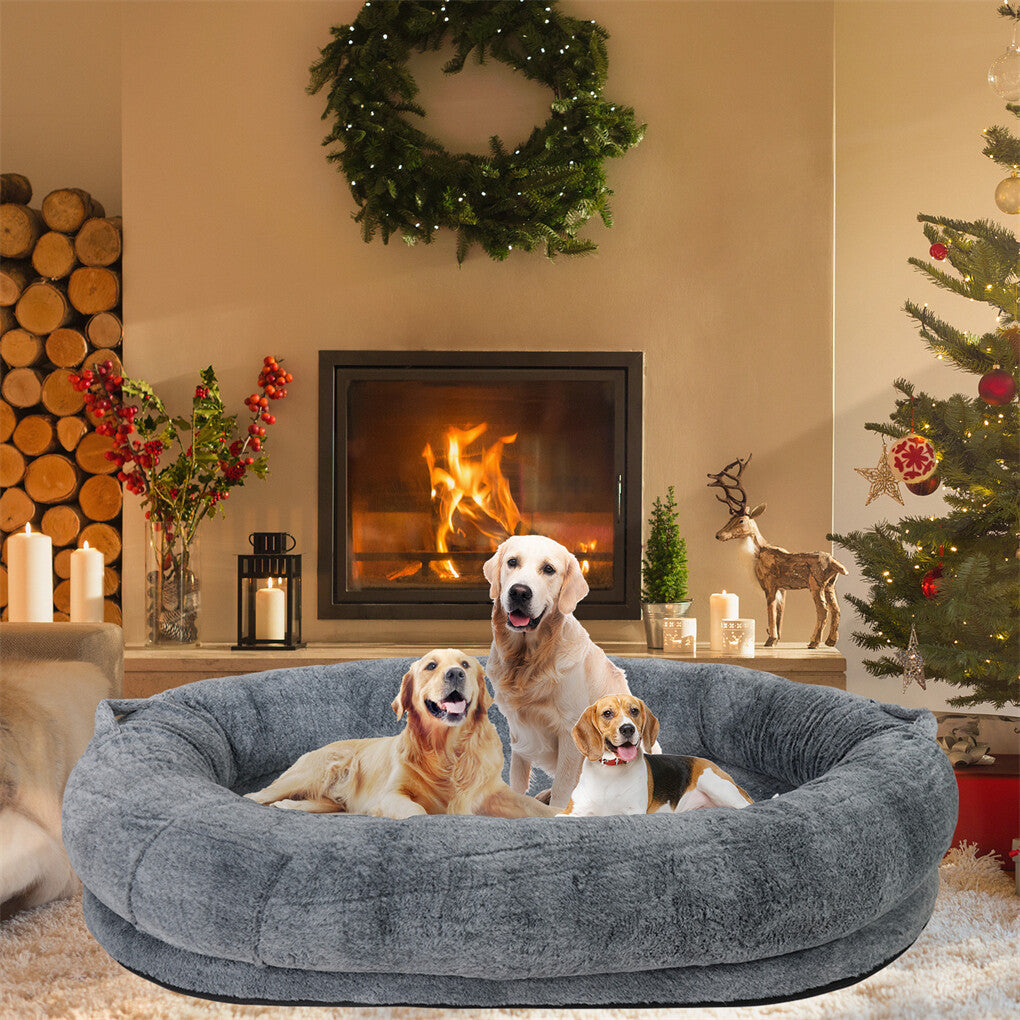Xxl Human-Sized Dog Bed Washable Orthopedic Pet Bed Bean Bag With Soft Blanket