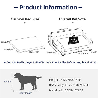 Large Leather Velvet Dog Sofa Lounge Bed( Grey)