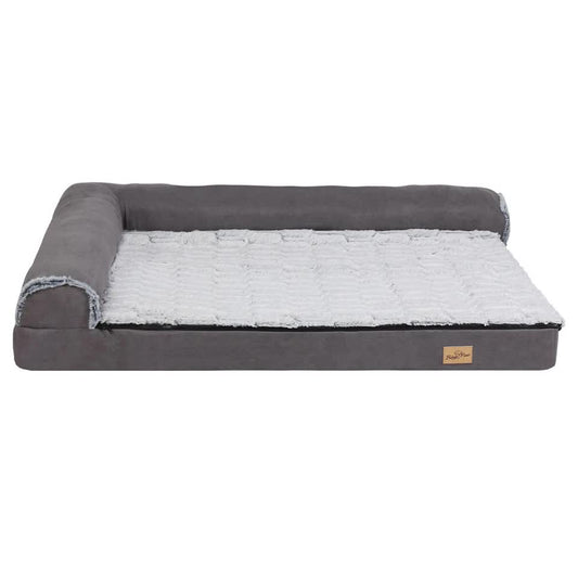 L-Shaped Dog Bed with Bolstered Cushion & Neck Care