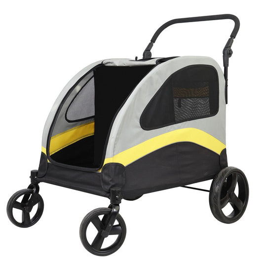 Two Dogs Stroller Divider Pet Travel Stroller Carrier One-key Folding Outdoor