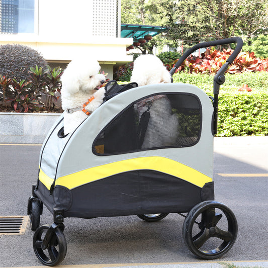 Two Dogs Stroller Divider Pet Travel Stroller Carrier One-key Folding Outdoor