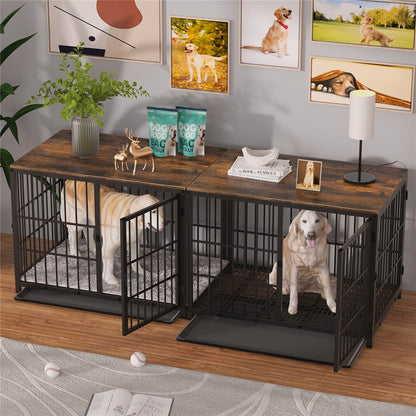 Sturdy Wooden Dog Crate with Storage Table