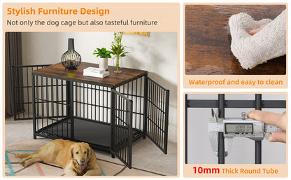Sturdy Wooden Dog Crate with Storage Table