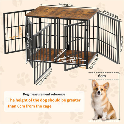 Indestructible Wooden Dog Crate Furniture With Divider For 2 Dogs Cage End Table