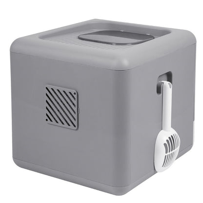 Foldable Fully Enclosed Hooded Cat Litter Box Self-Cleaning Kitty Toilet w Tray