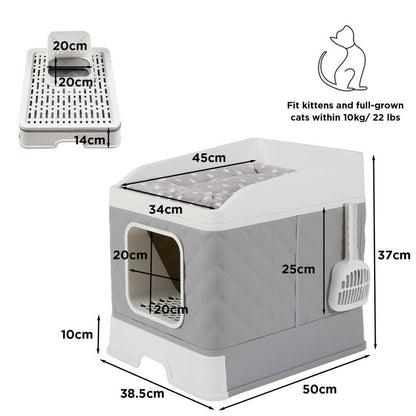 Large Hooded Cat Litter Box with Enclosed Top