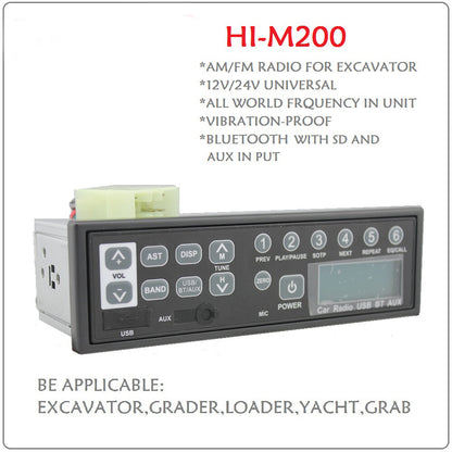 Bluetooth Excavator Radio AM/FM Radio Adapter With MP3 Player for Excavator Kart