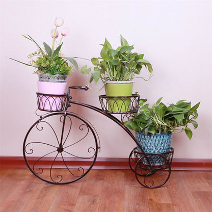 Fin Bicycle Style Flower Pots Indoor Outdoor Garden Shelf Rack Metal Plant Stand Au