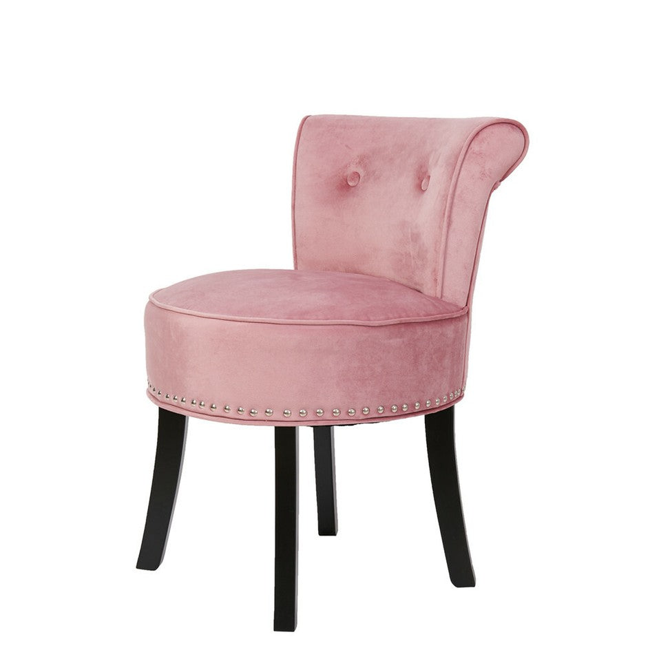 Round Vanity Stool with Padded Seat and Backrest