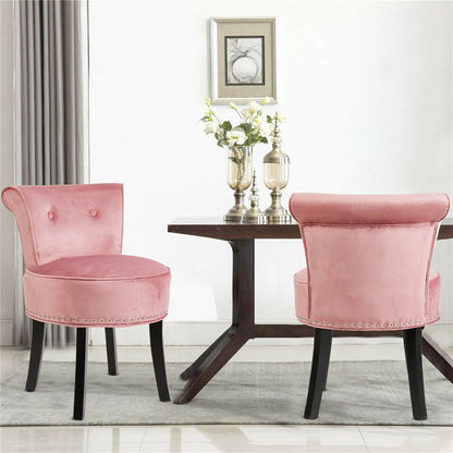 Round Vanity Stool with Padded Seat and Backrest