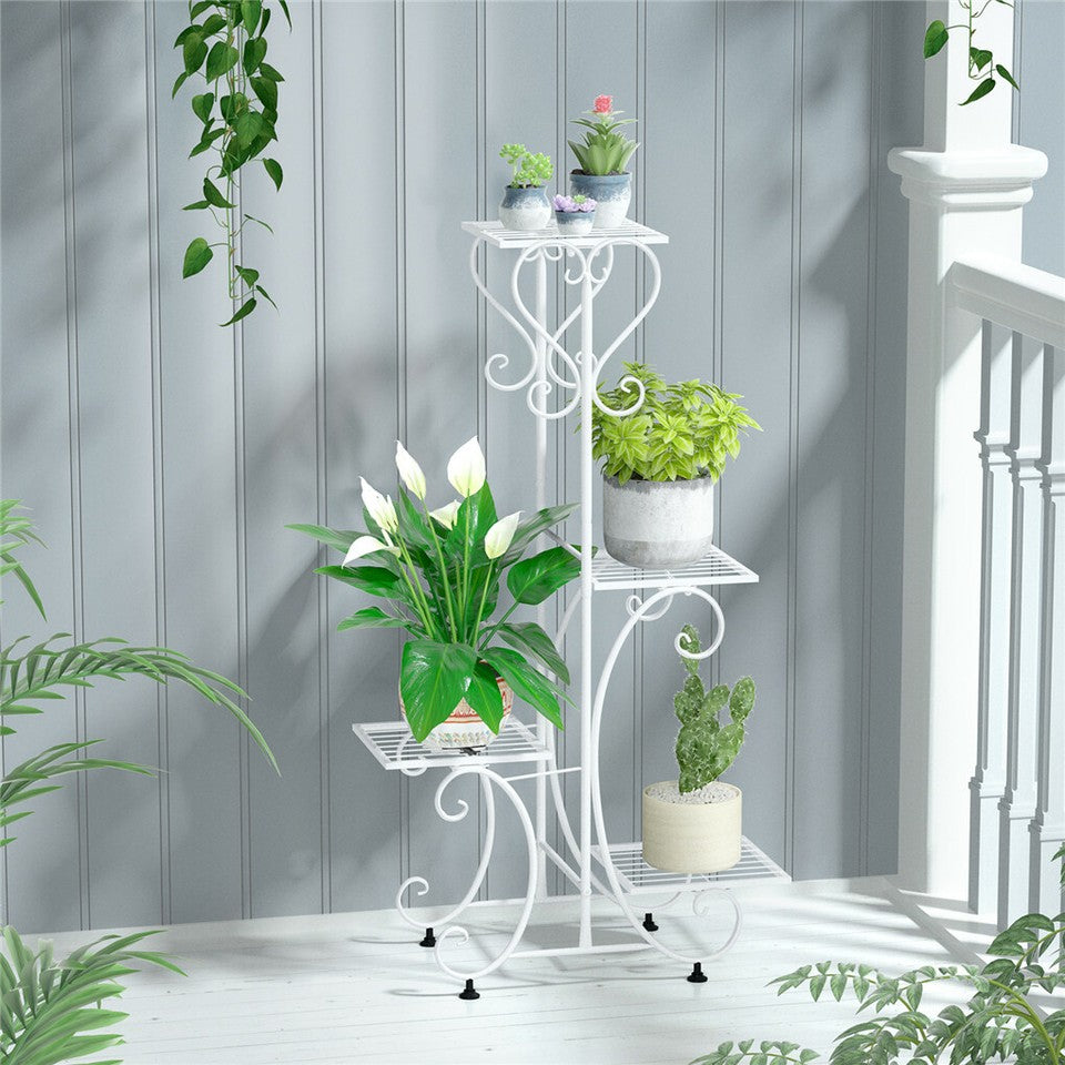 Practical Plant Stand Wrought Iron Flower Pot Holder Corner Plant Shelf Organize