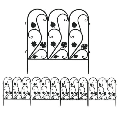 5-Piece Decorative Garden Fence Black Metal Wire Patio