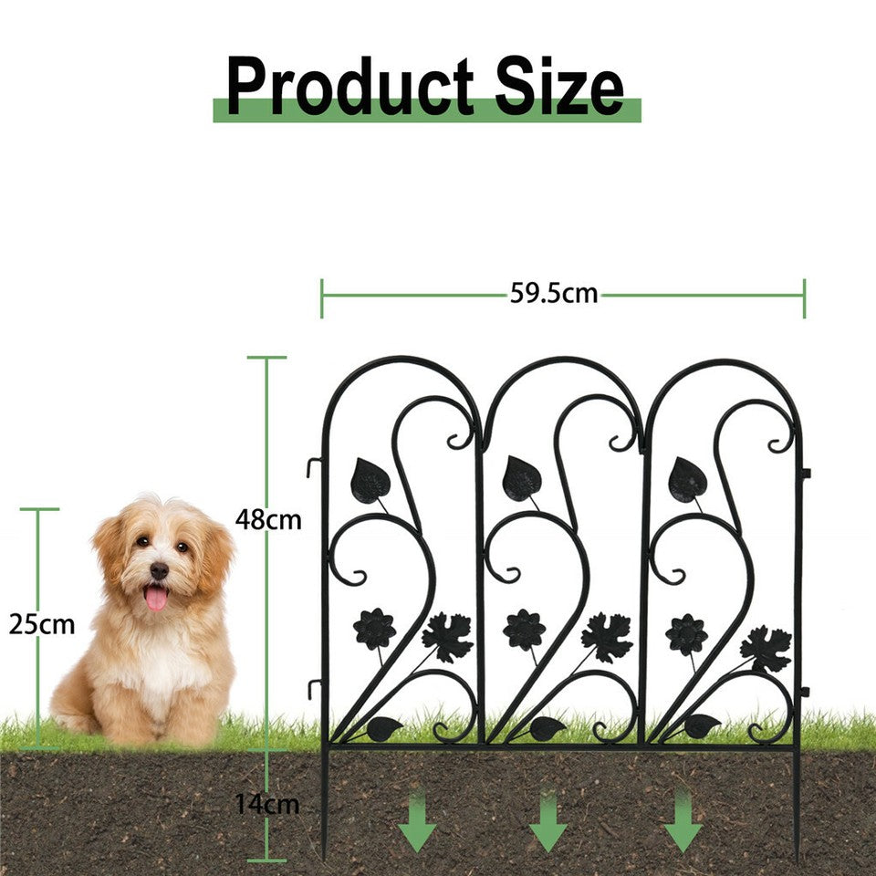5-Piece Decorative Garden Fence Black Metal Wire Patio