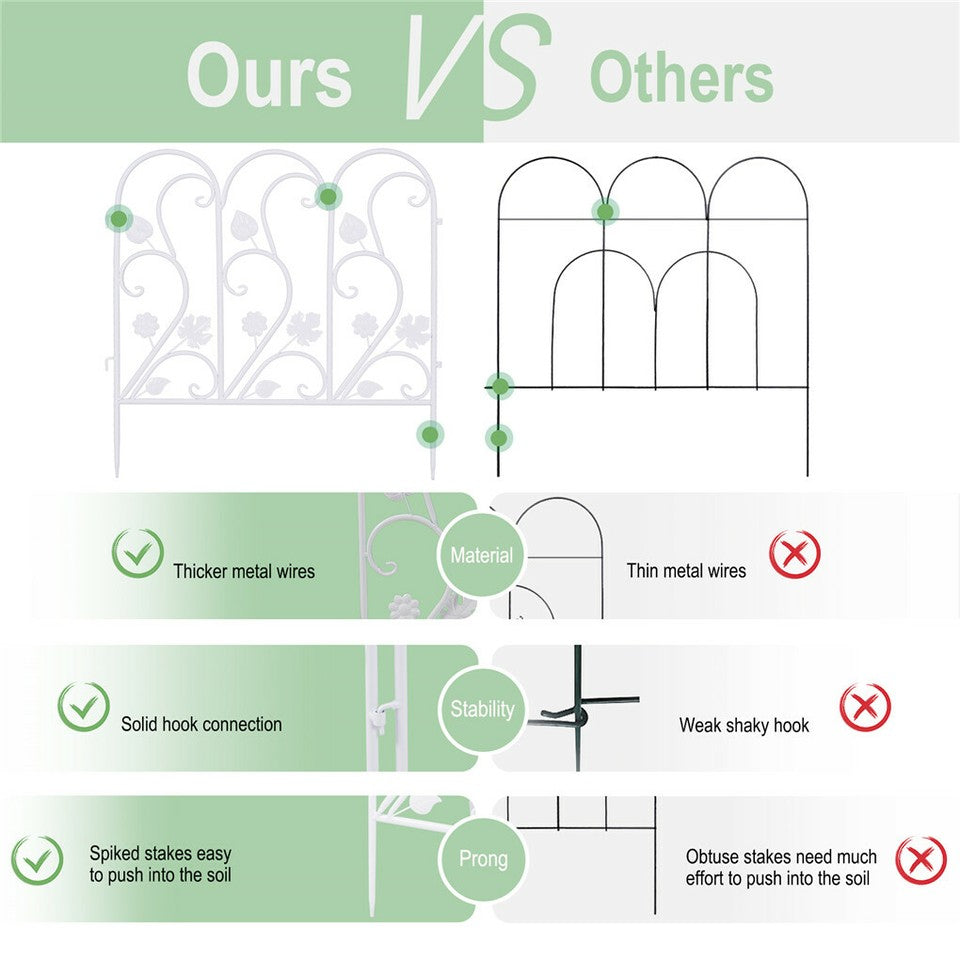 5PCS Decorative Garden Fence Folding Patio Fences Rustproof 59.5x62cm Landscape