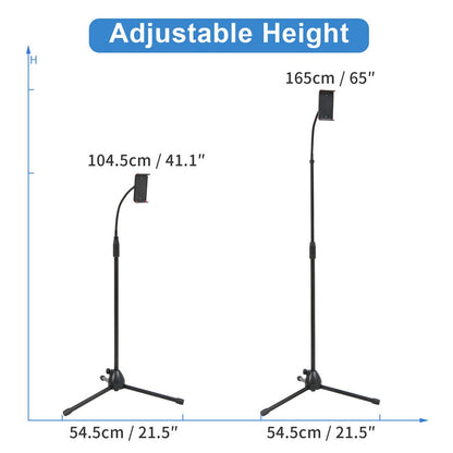 Universal Tripod Floor Stand Holder Adjustable Gooseneck For iPad iPhone Tablet