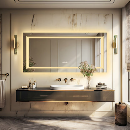 LED Bathroom Mirror Double Light Vanity Makeup Mirror Tall Full-Size Body Mirror
