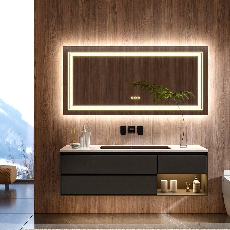 LED Bathroom Mirror Double Light Vanity Makeup Mirror Tall Full-Size Body Mirror