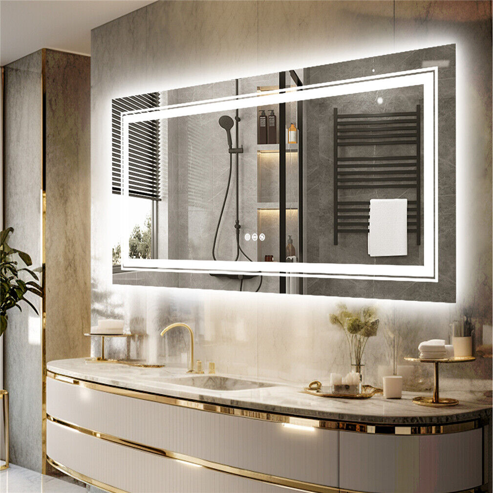 Anti-Fog LED Bathroom Mirror with 2-Way Mount