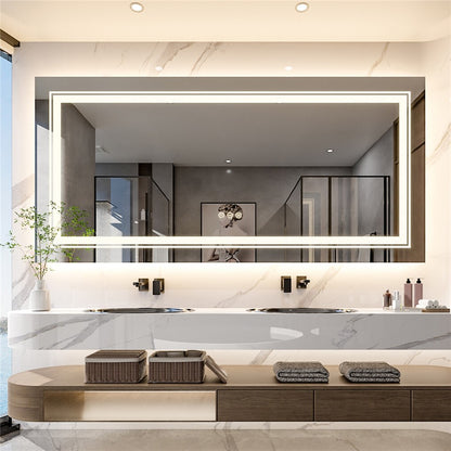 Anti-Fog LED Bathroom Mirror with 2-Way Mount