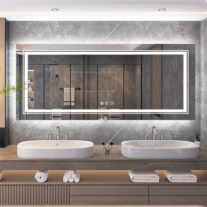 Anti-Fog LED Bathroom Mirror with 2-Way Mount