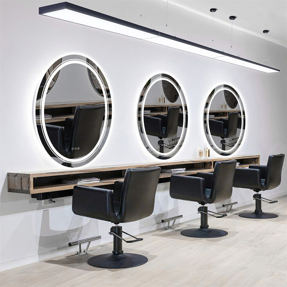 80CM Oval Backlit+Front LED Bathroom Mirror Dimmable Shatter-Proof Vanity Mirror