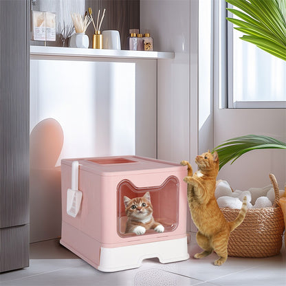 Xxl Large Cat Litter Box Self-Cleaning No Smell Pet Toilet Box With Tray & Scoop