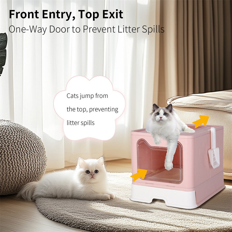 Xxl Large Cat Litter Box Self-Cleaning No Smell Pet Toilet Box With Tray & Scoop