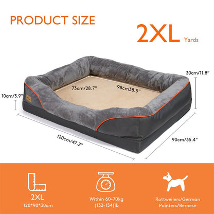 Memory Foam Dog Sofa with Orthopedic Bed & Rim Pillow