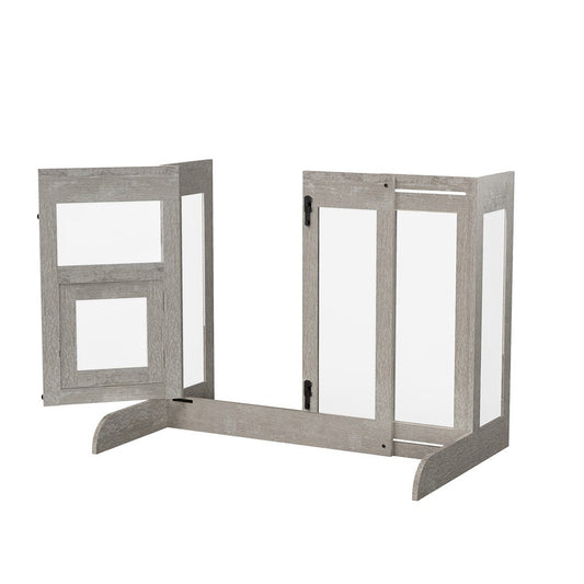 32" Tall Dog Door Gate Freestanding Adjustable Pet Barrier Gate Doorways Stairs