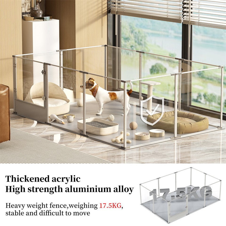 10-Piece Large Thicken Acrylic Dog Playpen Puppy Birth Fence with Waterproof Mat