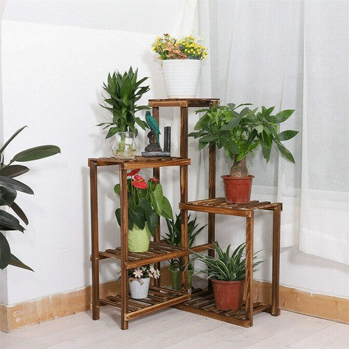 Premium Pine Wood 6-Tier Plant Stand