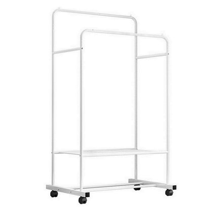 Heavy Duty Double Rail Garment Rack Rolling Clothes Rack 2Tier Storage Shelf