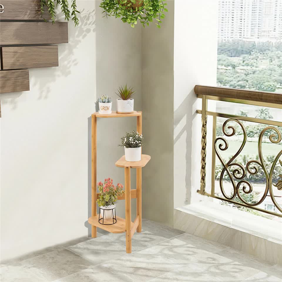 3-Tier Bamboo Plant Stand Bonsai Holder