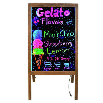 Vintage Neon LED Message Writing Board Stand Pavement Sign Illuminated Erasable